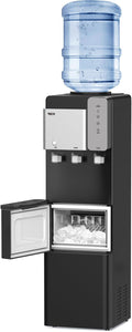 Water Dispenser Cooler with Ice Maker, 27LBS Daily Ice Making, Hot Cold Water, Child Safety Lock, Compatible with 3 or 5 Gallon Bottles I501546