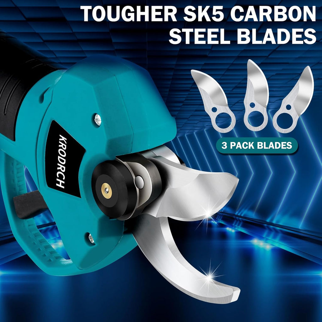 Electric Pruning Shears Cordless with 2 PCS Rechargeable 2.6Ah Lithium Battery and 3 Blades, 25mm Cutting Diameter G320