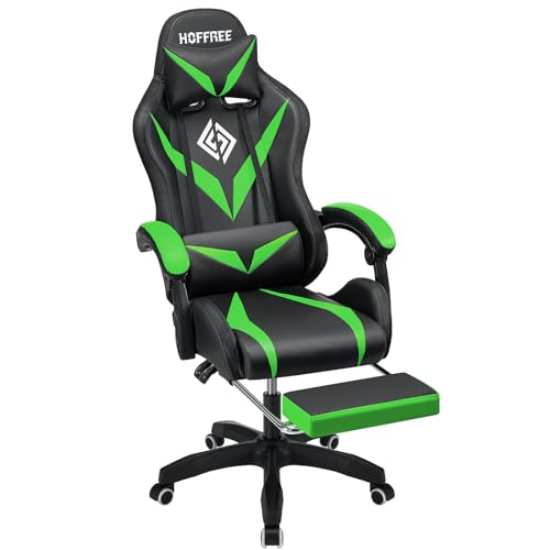 White and Black Ergonomic Gaming Chair with Footrest T9884