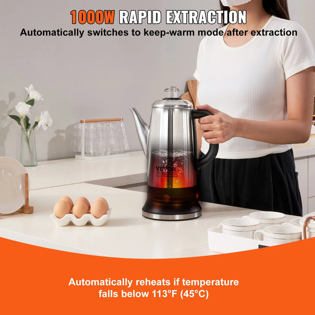 12-Cup Stainless Steel Electric Coffee Percolator F861295