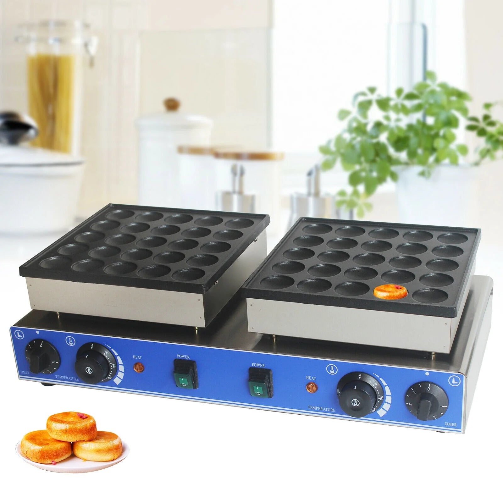 1600W 25 + 25 Pcs Mini Stainless Steel Nonstick Waffle Maker I7660