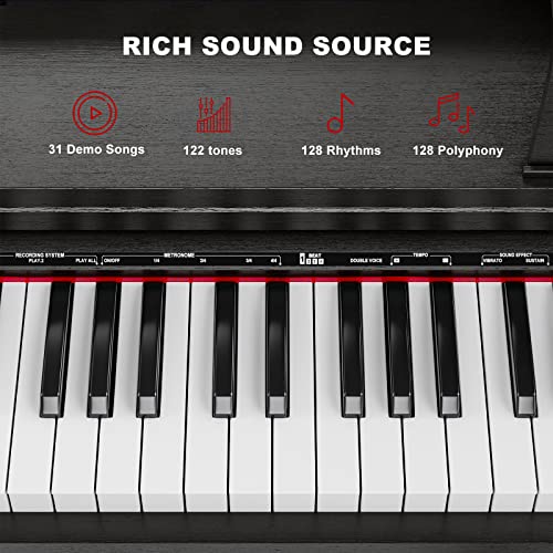 White Full Size Weighted Key Digital Piano with Piano Bench, Piano Stand, 3 Pedal S714
