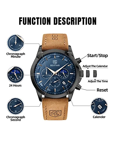 Mens Watch Analog Quartz Chronograph Waterproof Luminous Date Stainless Steel Bracelet O520626