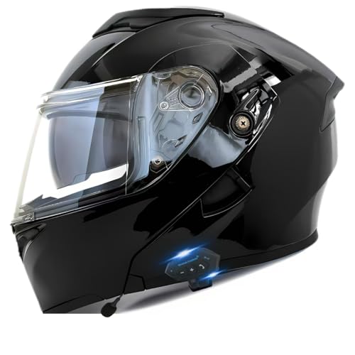 Motorcycle Bluetooth Modular Helmet, DOT Approved Flip Up Full Face Dual Visor Helmet, with Dual Speakers and Microphone P445