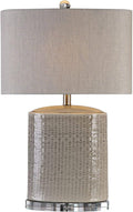 Taupe Ceramic Textured Oval Table Lamp S50912