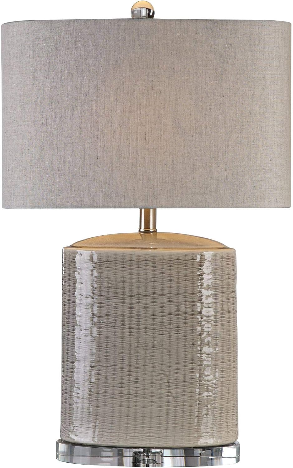 Taupe Ceramic Textured Oval Table Lamp S50912