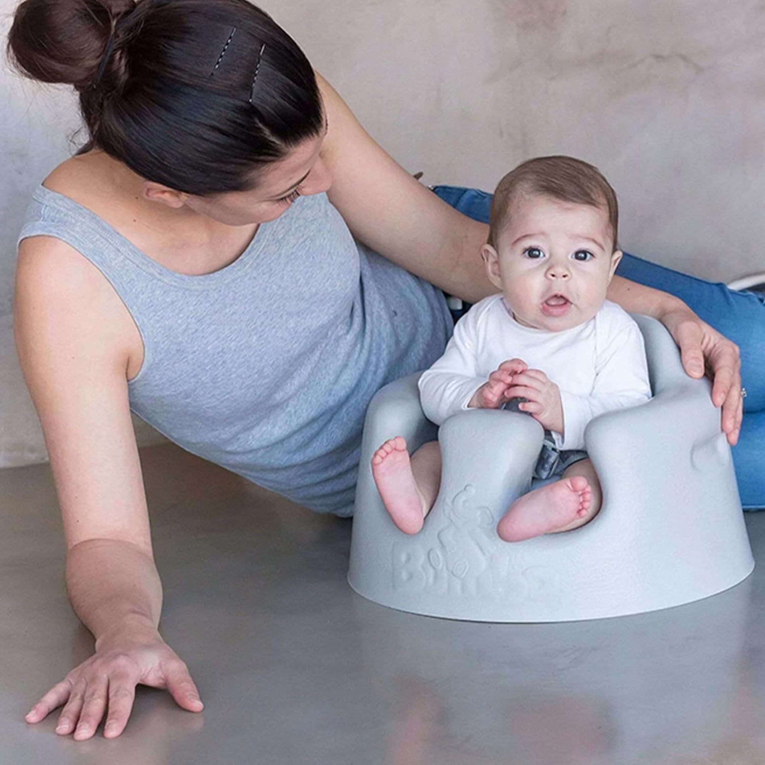 Gray Soft Foam Floor Seat with 3 Point Adjustable Harness D148