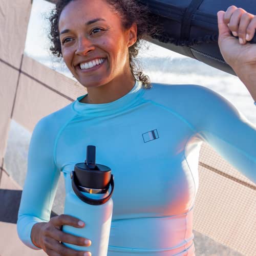 Wide Mouth vacuum insulated stainless steel water bottle with leakproof closeable straw lid D86597