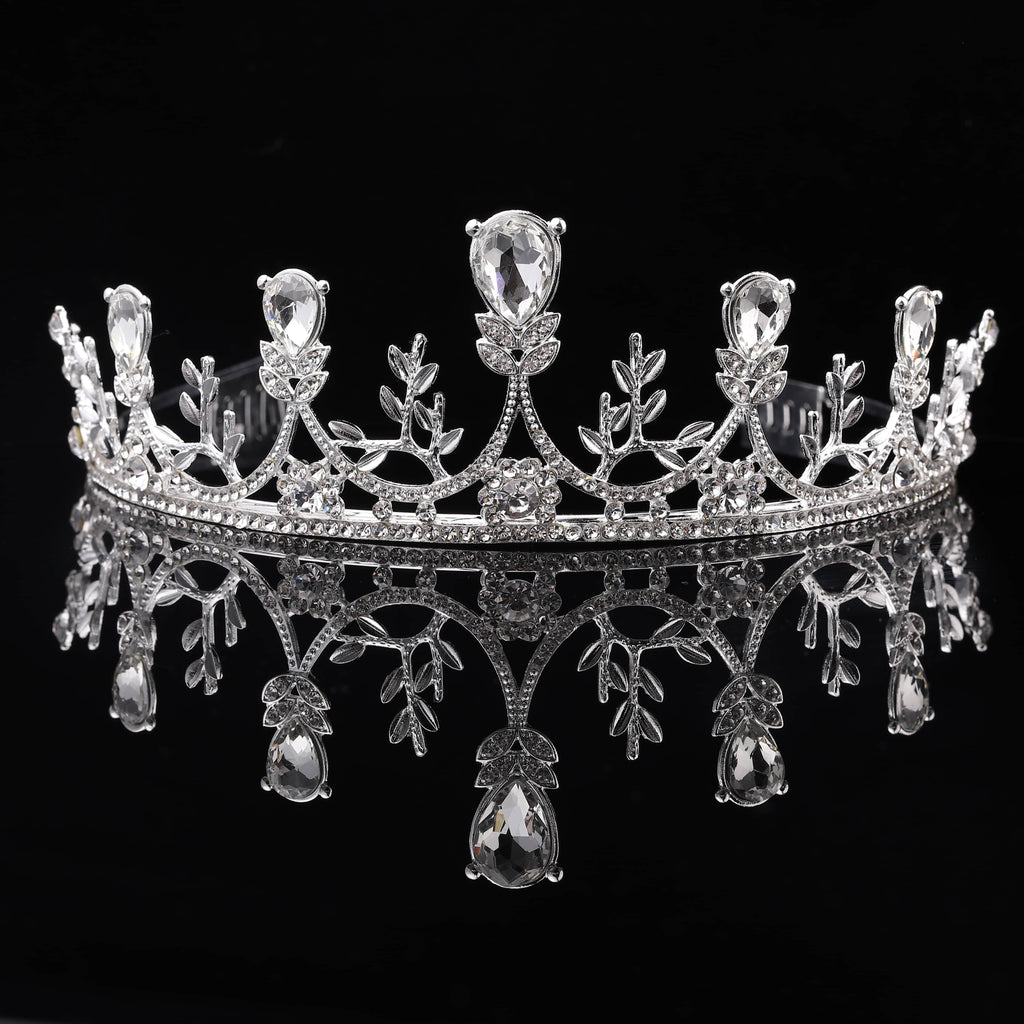White Glass Crystal Crown Tiara Rhinestone Fashion Jewelry N719