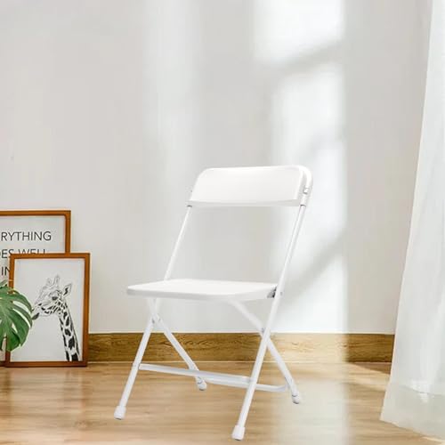 White Plastic Folding Chair with Steel Frame H11483