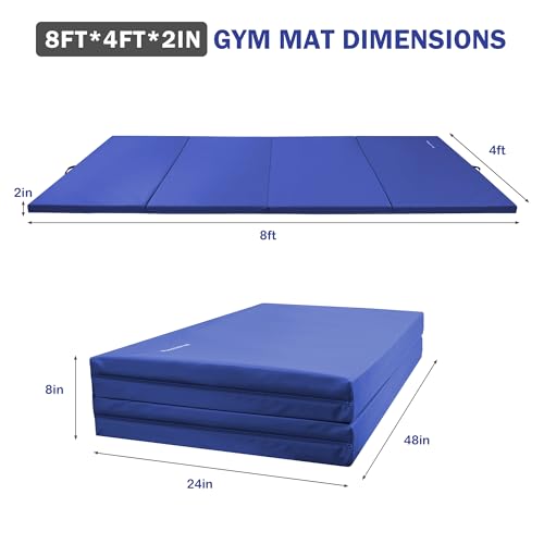 Blue 4'x8'x2" Extra Thick Gymnastics Mat U9333
