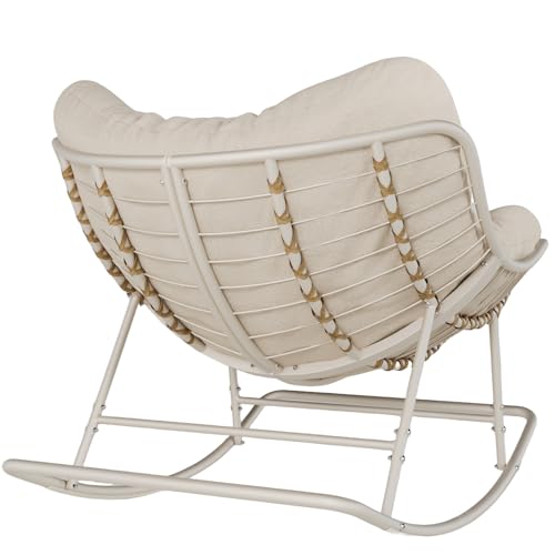 Oversized Egg Wicker Rocking Chair with Cushion - Gray R31108