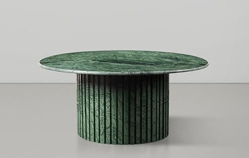 Art Deco Coffee Table with Marble, 36" W x 36" D x 16" H, Green I389993