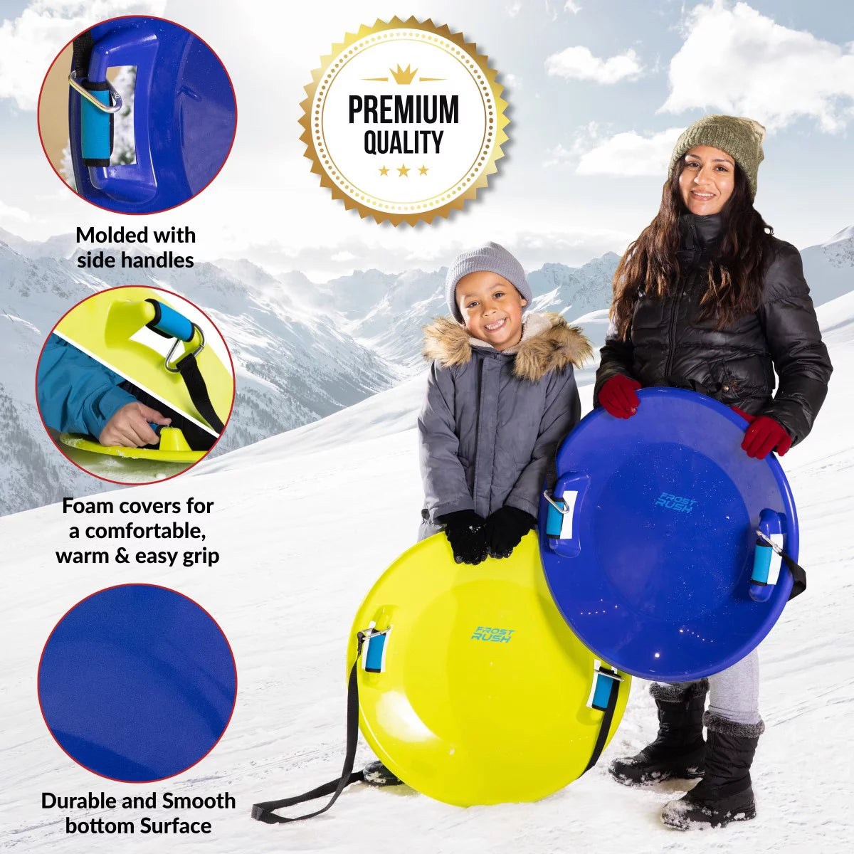 Large Arctic Winter Snow Sled with Foam Grips and Handles Z599