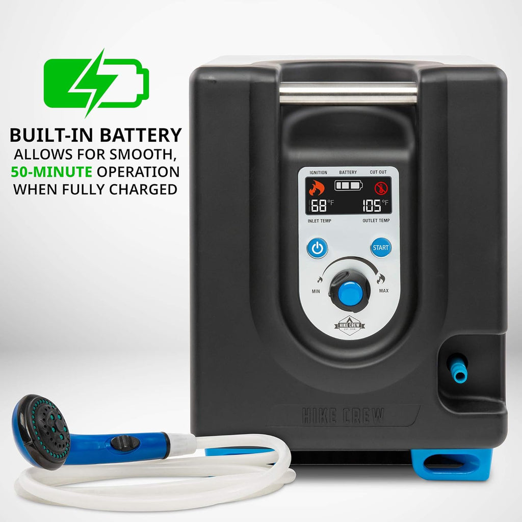 Portable Propane Water Heater & Shower Pump with Built-in Battery, Compact Outdoor System with Carry Case W970