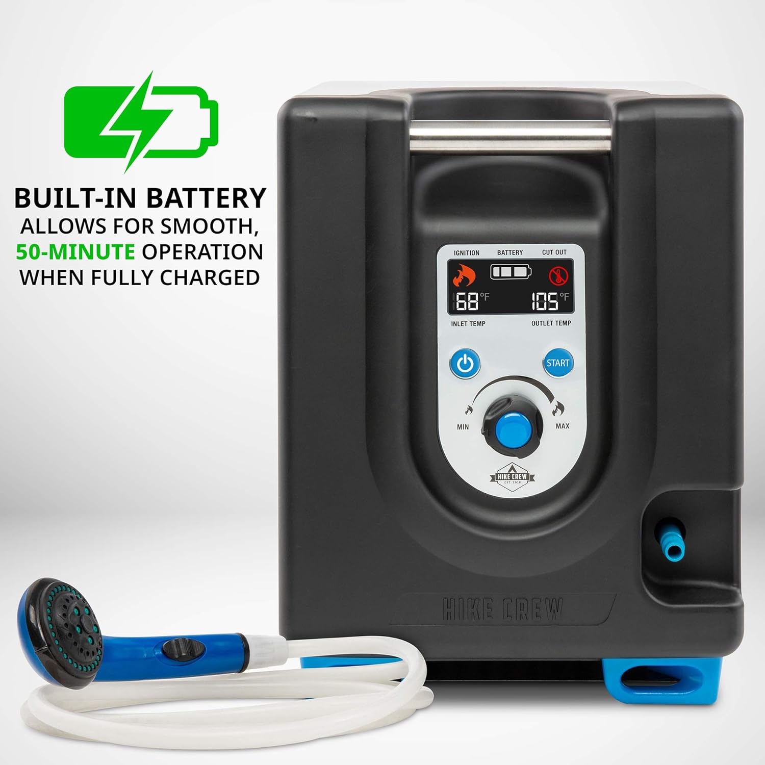 Portable Propane Water Heater & Shower Pump with Built-in Battery, Compact Outdoor System with Carry Case W970