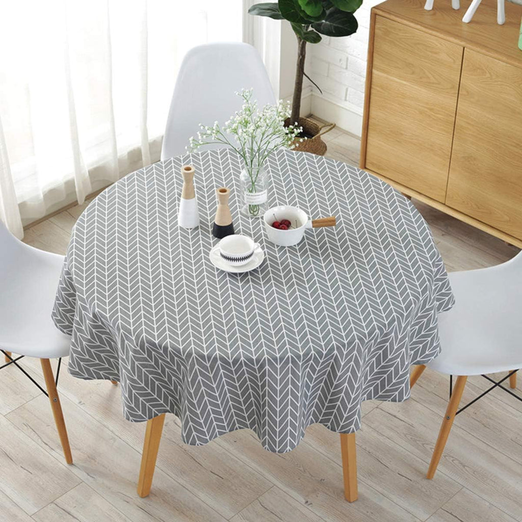 Round 60 Inch Cotton Linen Tablecloth F591