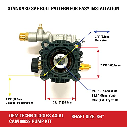 Replacement Pressure Washer Pump Kit, 3400 PSI, 2.5 GPM, 3/4" Shaft E45554