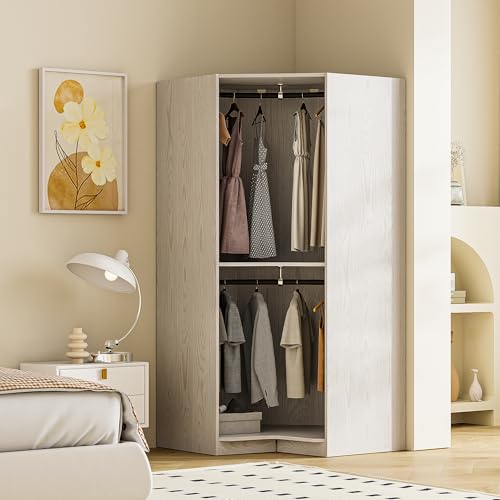Gray Corner Wood Wardrobe E12658