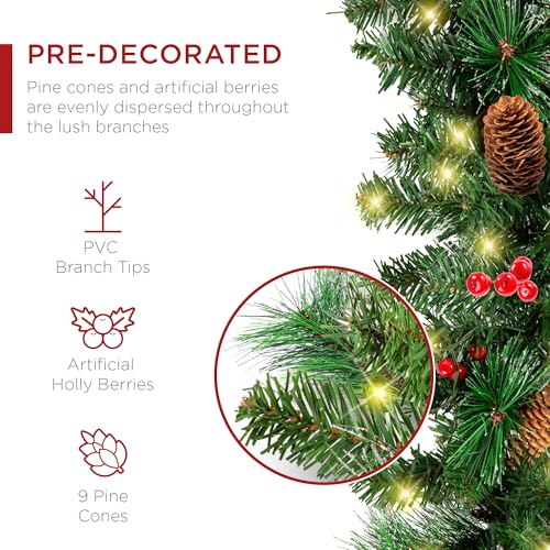 9ft Pre-Lit Pre-Decorated Christmas Garland with 50 Lights B91420
