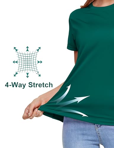 Women's Short Sleeve T-Shirts UPF 50+ Sun Protection Quick Dry Athletic Running Rash Guard Tops Q459411