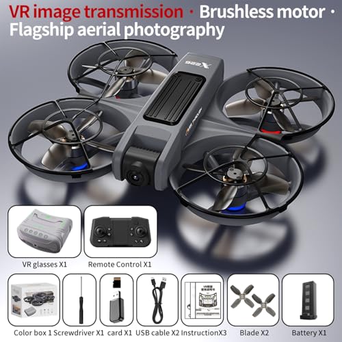 FPV Drone With VR Glasses Brushless Motor LED Lights RC Quadcopter Altitude Hold Obstacle Avoidance R911482