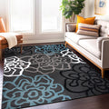 Gray Floral Abstract Area Rug 5' 3" X 7' 3" N435997