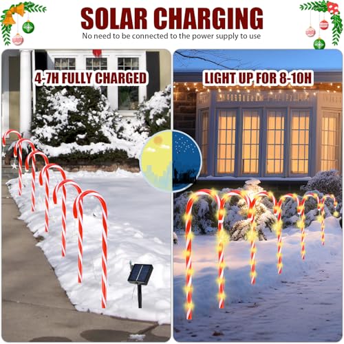 12Pcs Candy Cane Lights, 21'' Solar Christmas Decorations I493