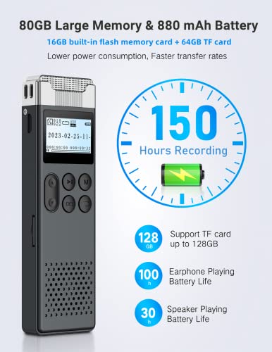 80GB Digital Voice Activated Recorder with Playback R90868