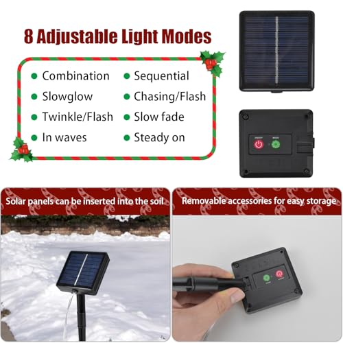 12Pcs Candy Cane Lights, 21'' Solar Christmas Decorations I493