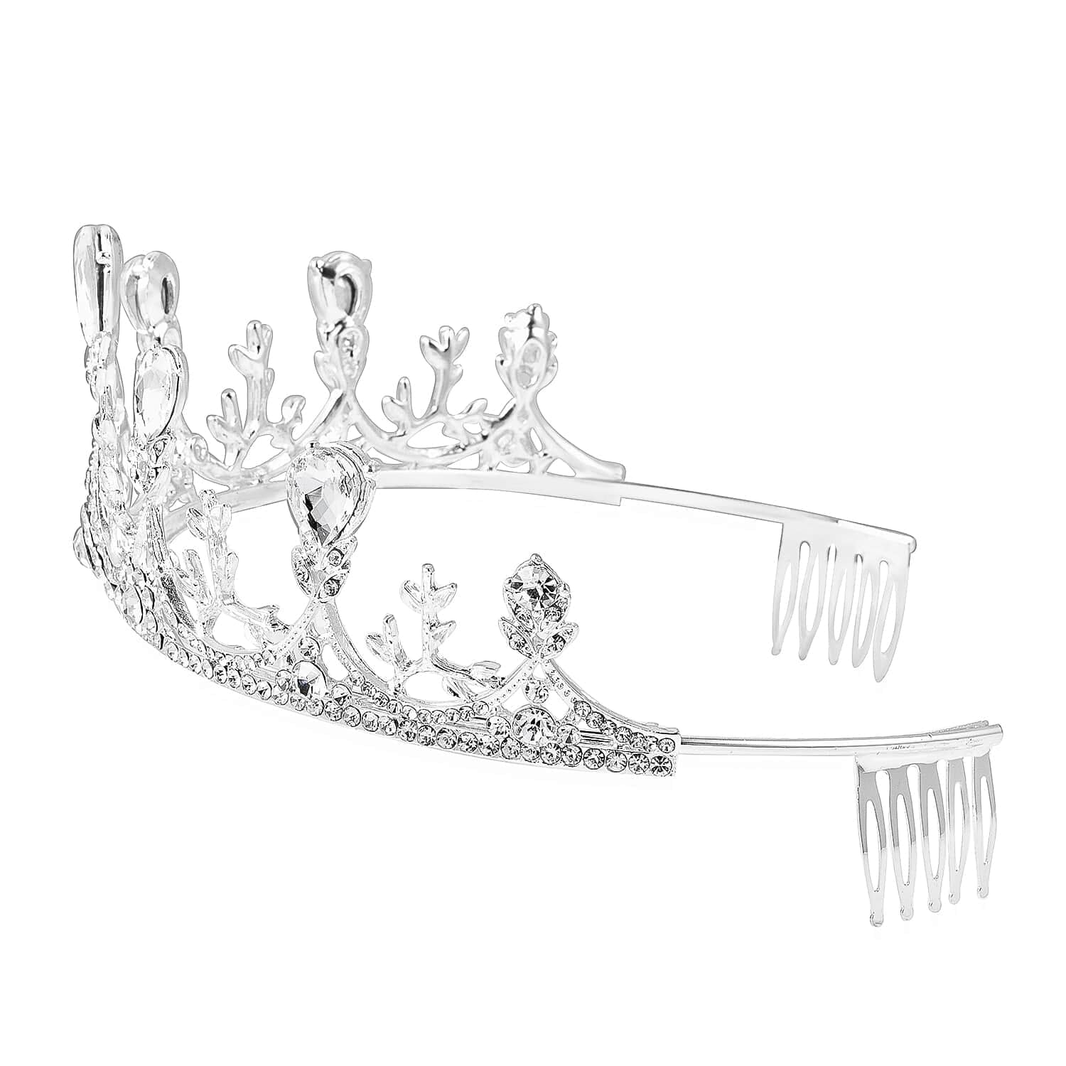 White Glass Crystal Crown Tiara Rhinestone Fashion Jewelry N719