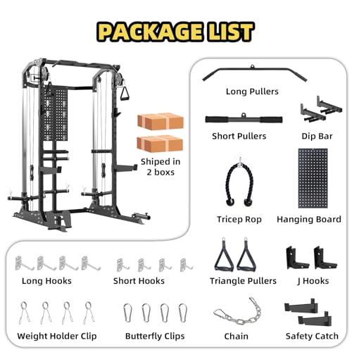Power Cage with Cable Crossover and Dual Independent Pulley System K211