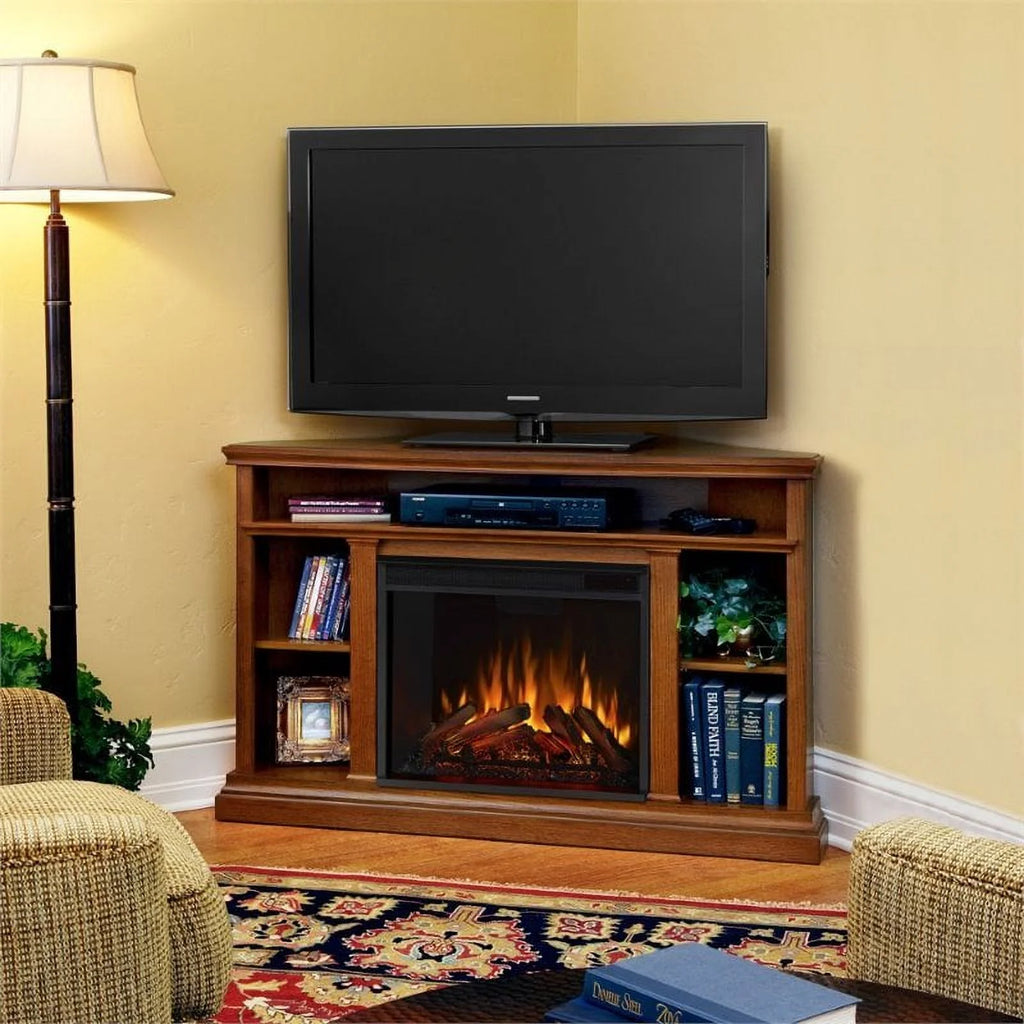 Oak Electric Corner Fireplace M93739