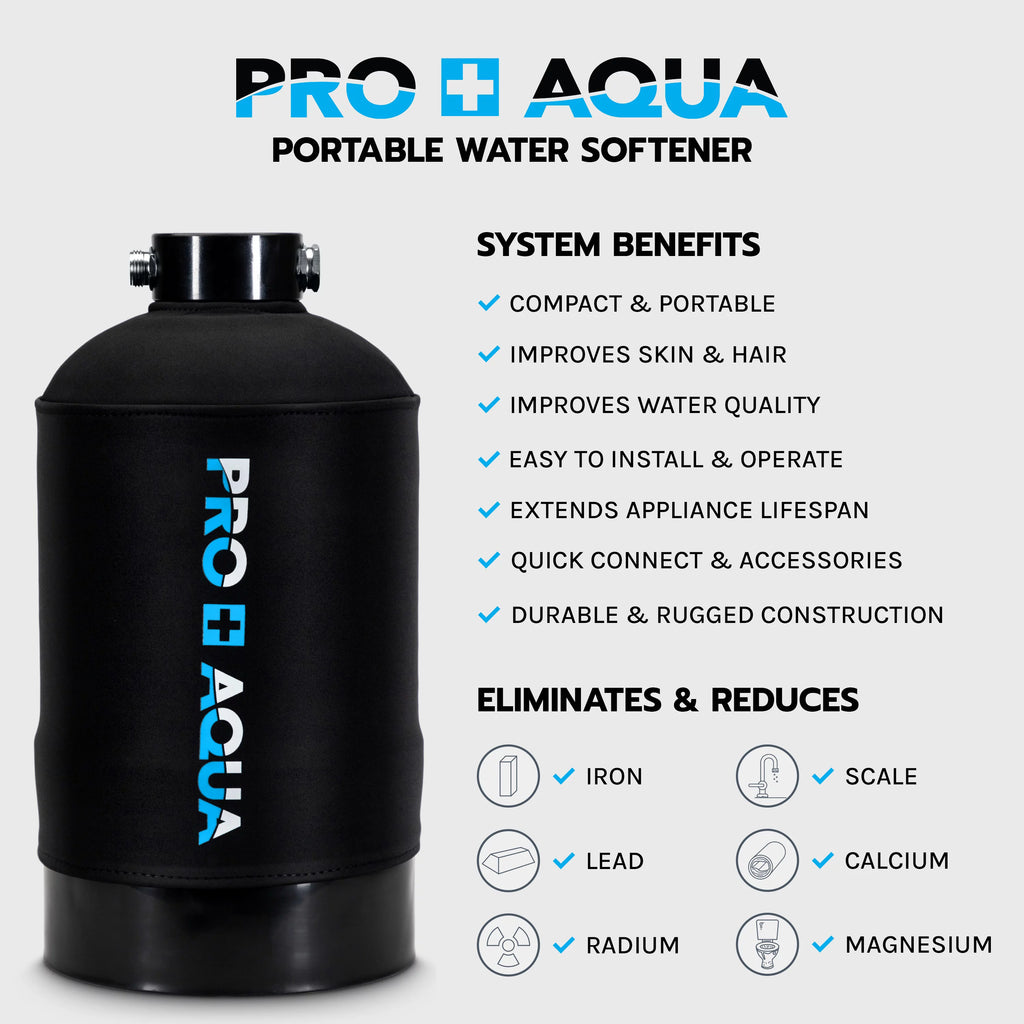 Portable RV Water Softener, 16,000 grain, Pre-filled high-capacity resin, Neoprene shield I91531