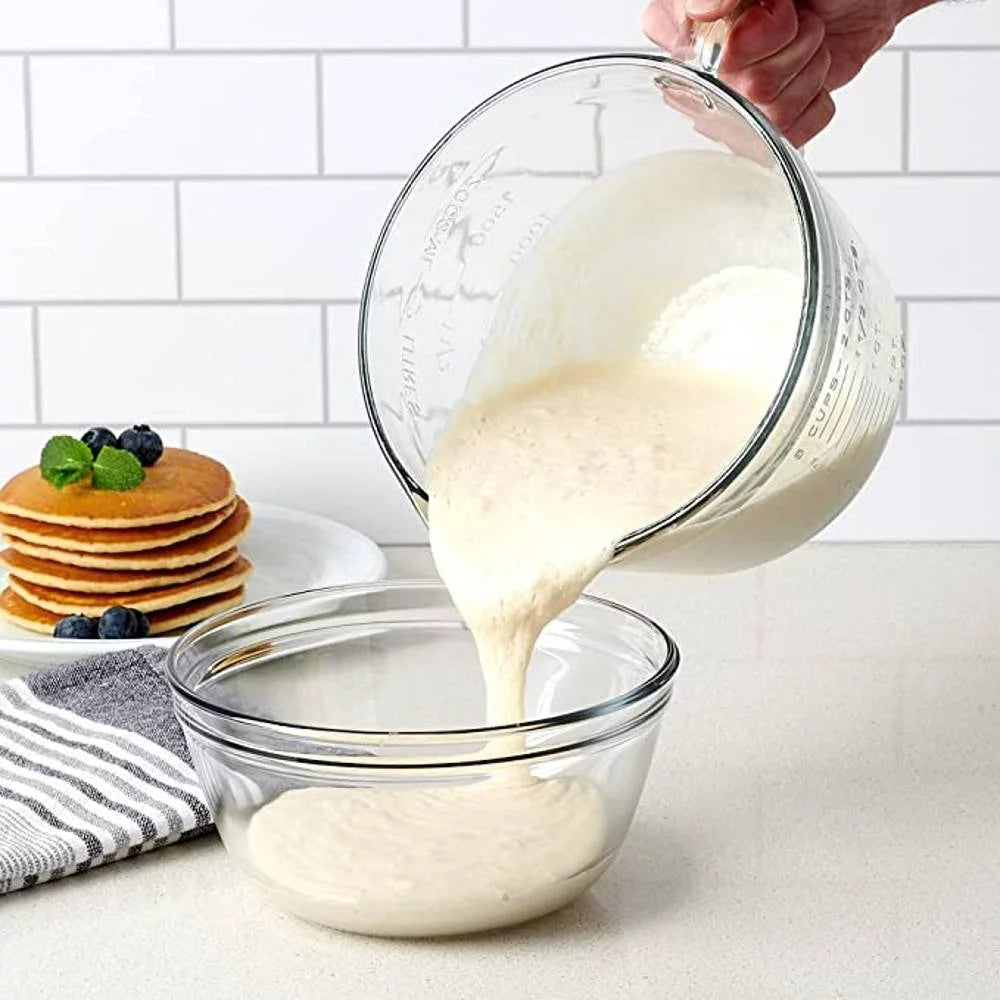 Glass Batter Bowl with Blue Lid, 2 Quart L49312