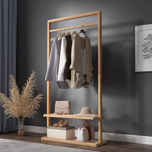 Solid Wood Coat Stand with Storage Shelves N429