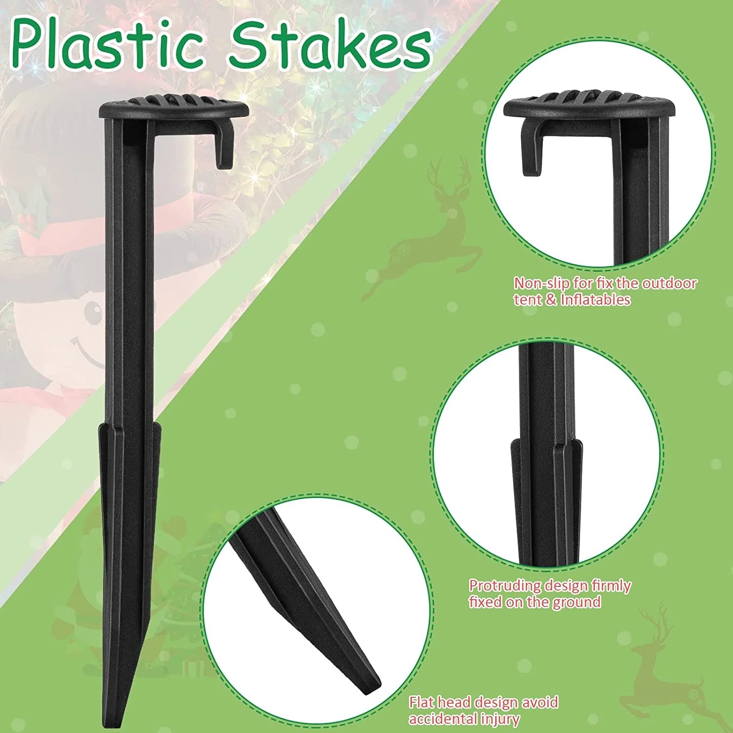 12 Pieces 5.7 Inch Black Plastic Tent Stakes C552115
