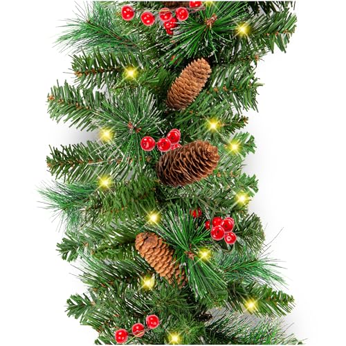 9ft Pre-Lit Pre-Decorated Christmas Garland with 50 Lights B91420