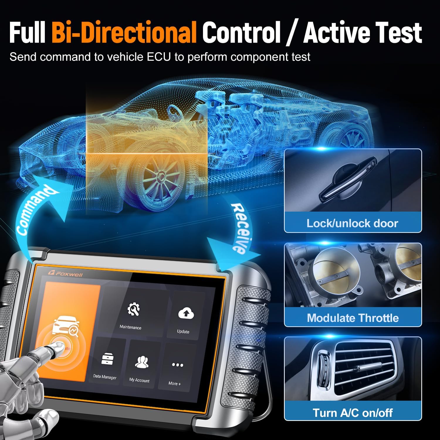Bidirectional OBD2 Scanner with 30+ Services, Active Test, ABS/Oil/Injector Coding R173