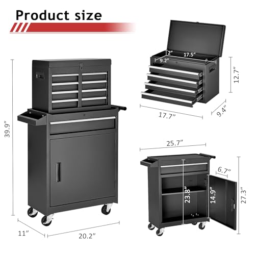 Black 5-Drawer Rolling Metal Tool Chest Q132
