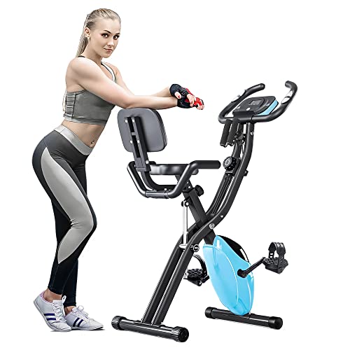 2 In 1 Recumbent Exercise Bike and Upright Indoor Cycling Bike with 16 Level Magnetic Resistance H3897