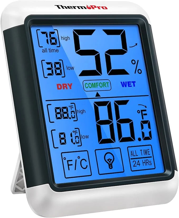 Digital Hygrometer Indoor Thermometer Humidity Gauge with Touchscreen and Backlight V4069