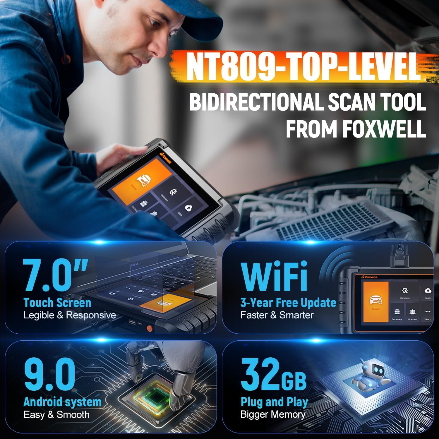 Bidirectional OBD2 Scanner with 30+ Services, Active Test, ABS/Oil/Injector Coding R173