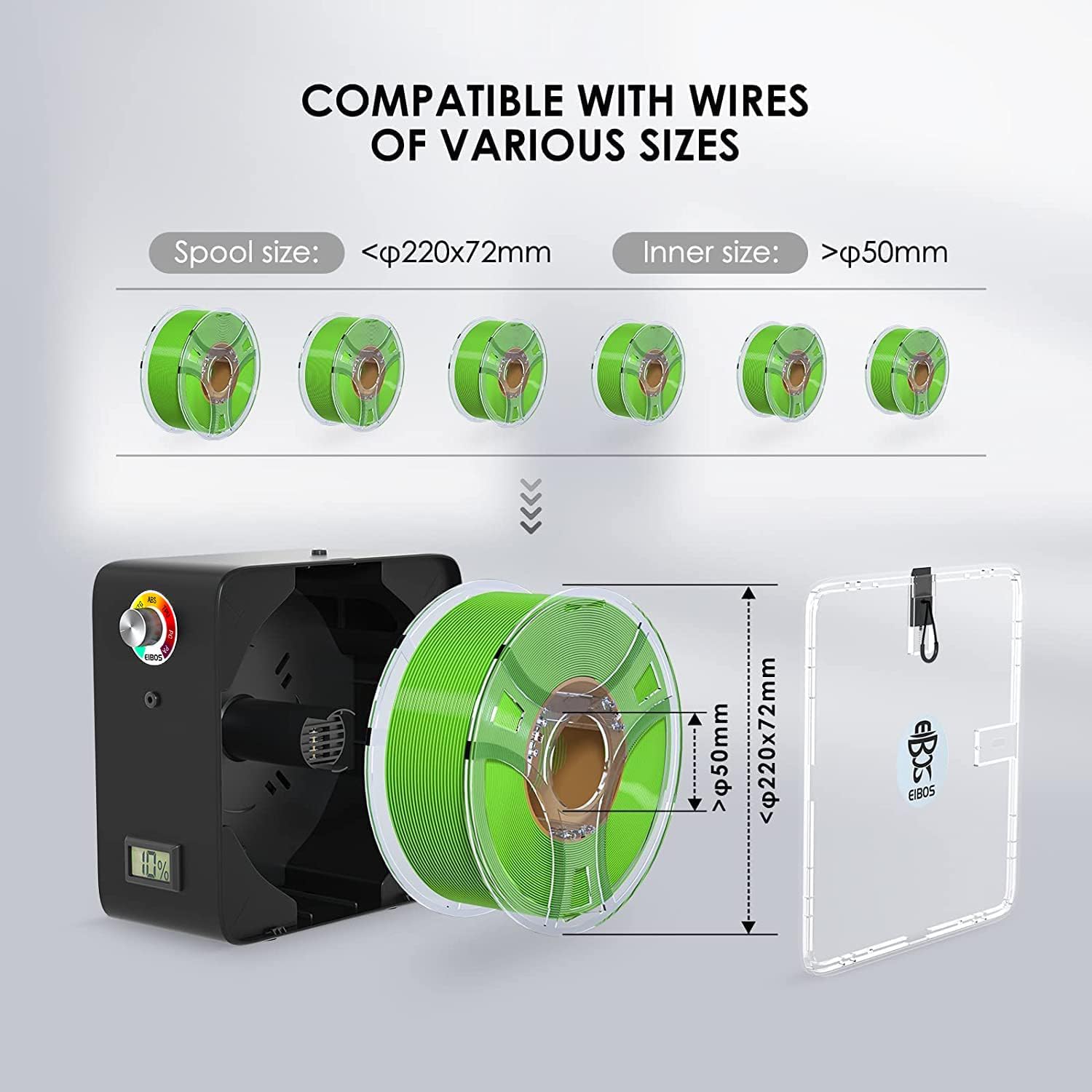 3D Printer Filament Dryer with Fan, Adjustable Temperature, Humidity Control & Spool Holder T8875