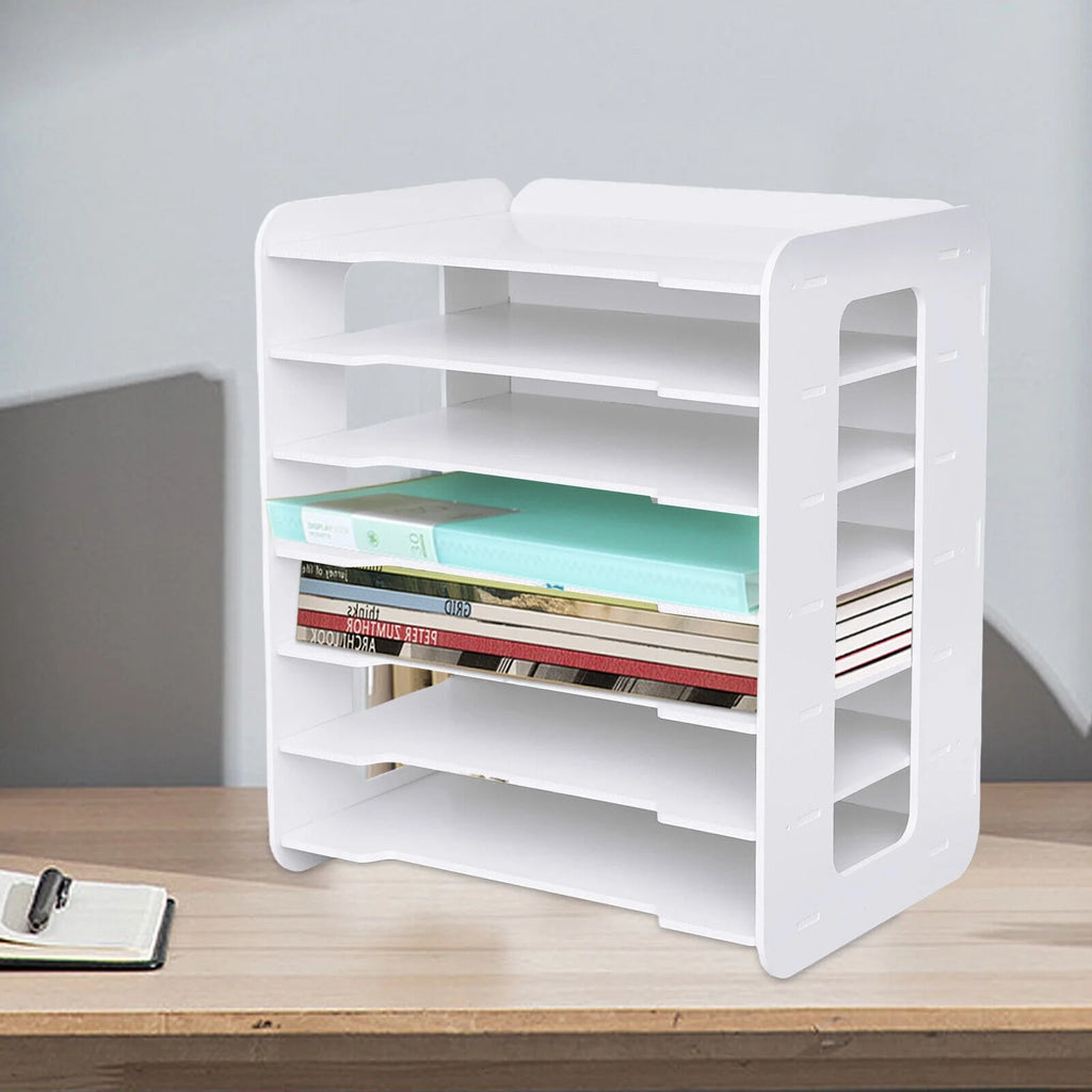 7 Tier Desktop Organizer File Shelf Document Storage Rack S39867