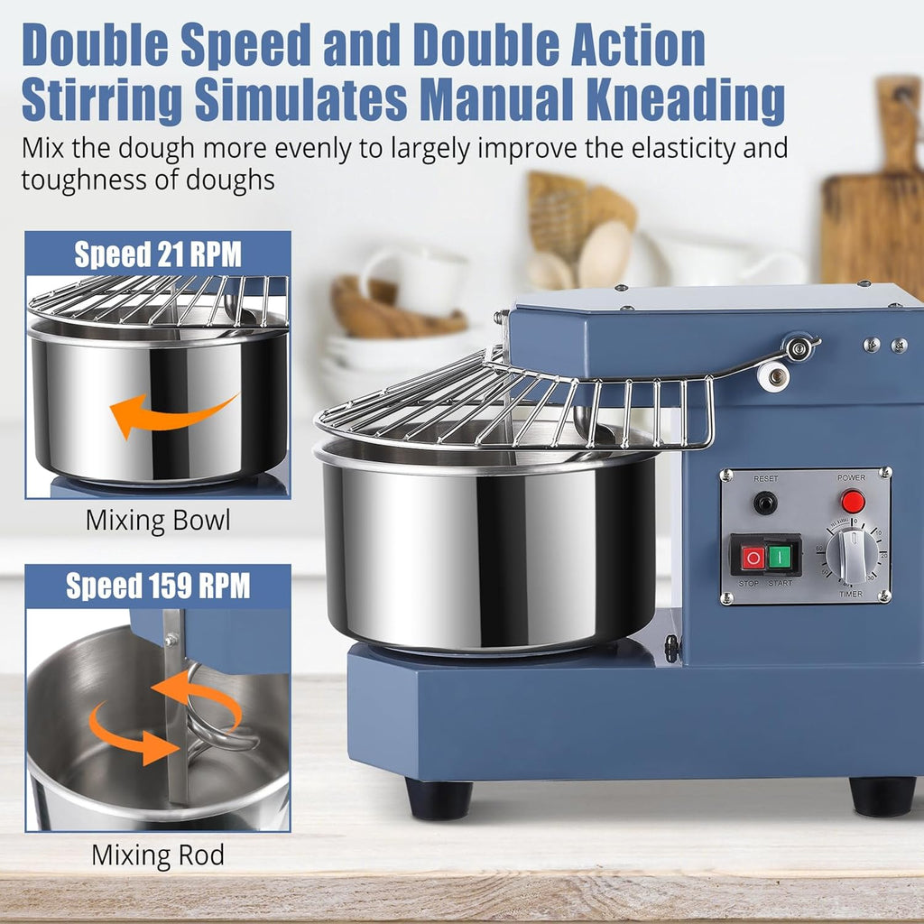 8.5Qt 450W Dual Rotating Dough Mixer with Stainless Steel Bowl K2486