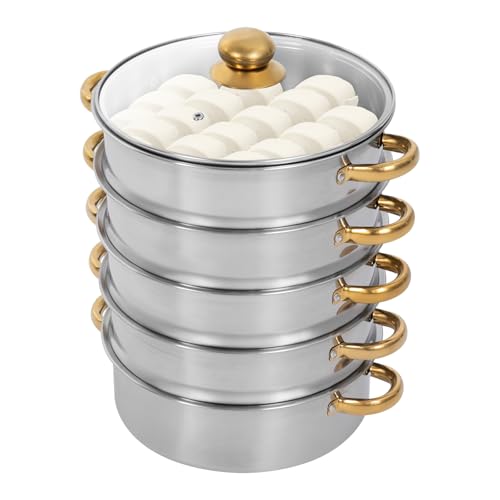 5 Tier Stainless Steel Steamer Pot with Glass Lid (28CM) N807925