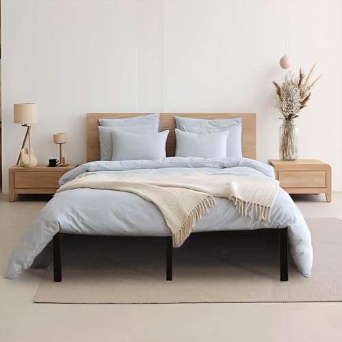 14 Inch Queen Size Heavy Duty Steel Slat Metal Platform Bed Frame Black U32741