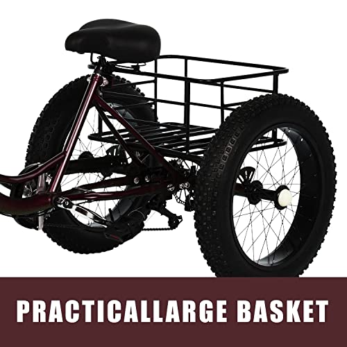 20 Inch 7 Speed Fat Tire Adult Tricycle with Shopping Basket X451
