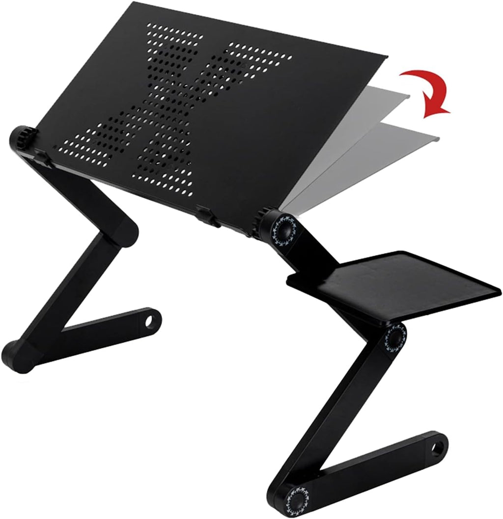 Black Adjustable Aluminum Laptop Stand Lap Desk with Mouse Pad V257424